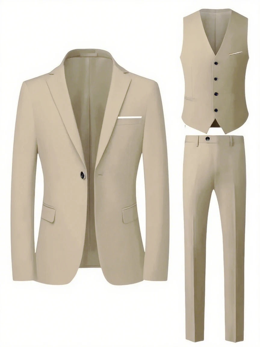 Men's 3-piece suit, green fruit collar, large suit, suit pants, formal tie, wedding dress, vest, work uniform, holiday gift.