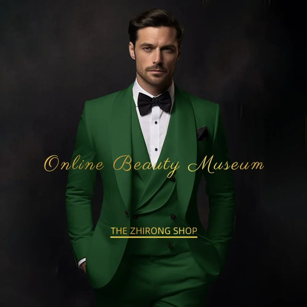 Elegant Ivory Tuxedo Suit for Men 3 piece set Jacket Vest Pants Classic Attire for Wedding Dating Host Prom Ball Party Dress