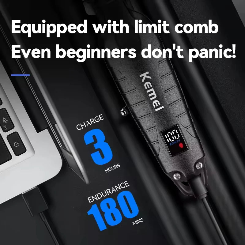 Kemei KM-2293 Original Electric Hair Clipper Rechargeable Hair Trimmer LCD Display Hairdresser Professional Cutting Machine