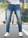 Jeans Pants Clothing Denim Trousers Men's Summer Lightweight Skinny Gradient Wash Stretch Denim Jeans for Male