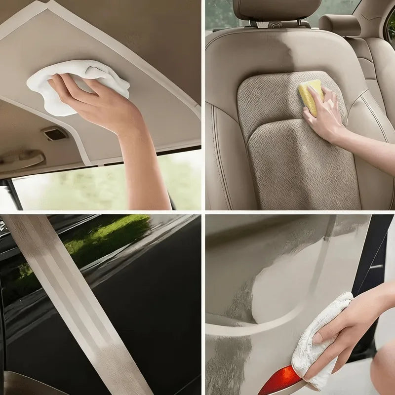 Foam Cleaning Spray (Multi-Purpose): Car Carpets/Plastic/Seats Clean,Stain Remover + Shine,Quick/Easy,Portable,Home/Car Solution