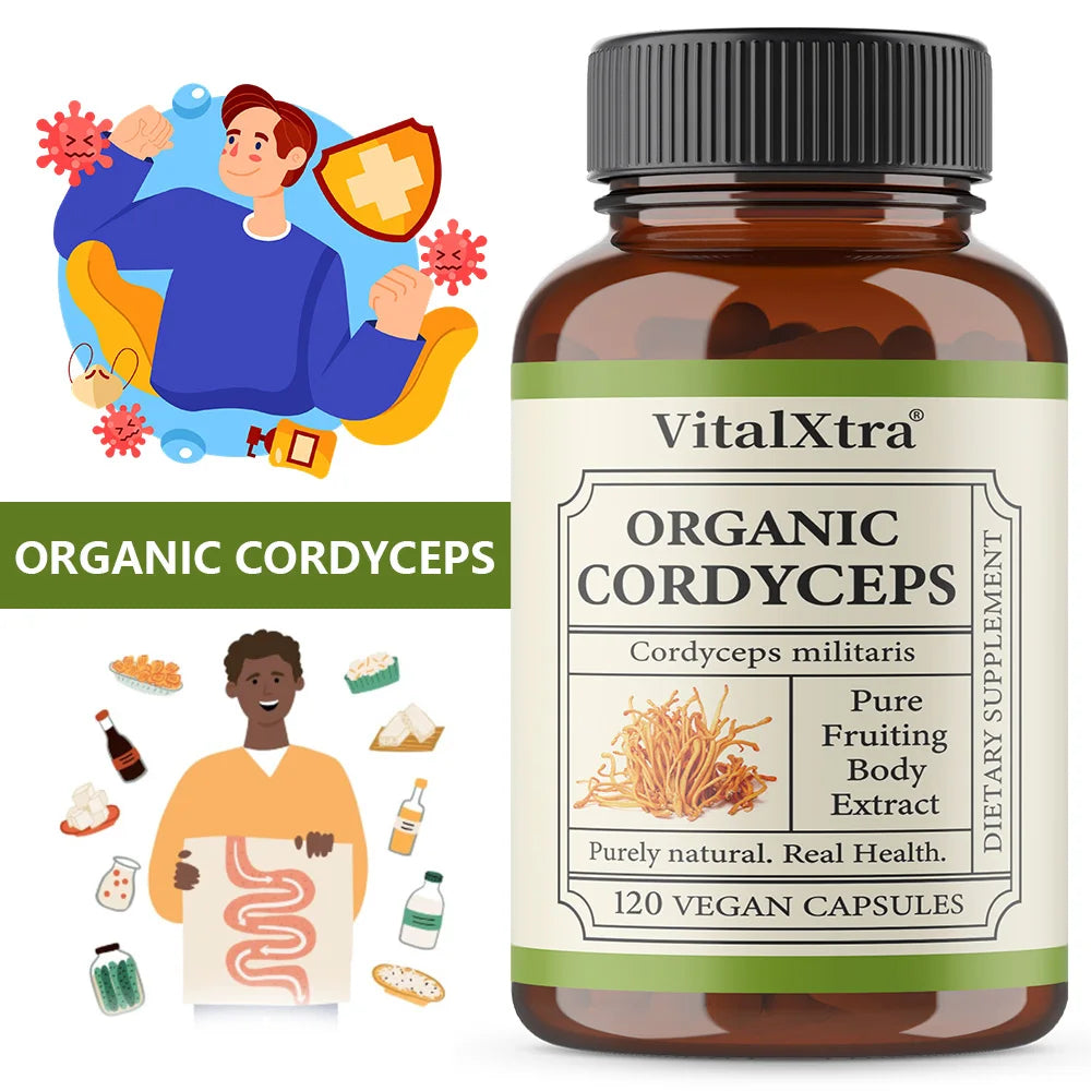 1000mg Organic Cordyceps Sinensis Extract, Sports Nutrition Supplement, Enhances Energy, Endurance, and Immunity, 120 Capsules