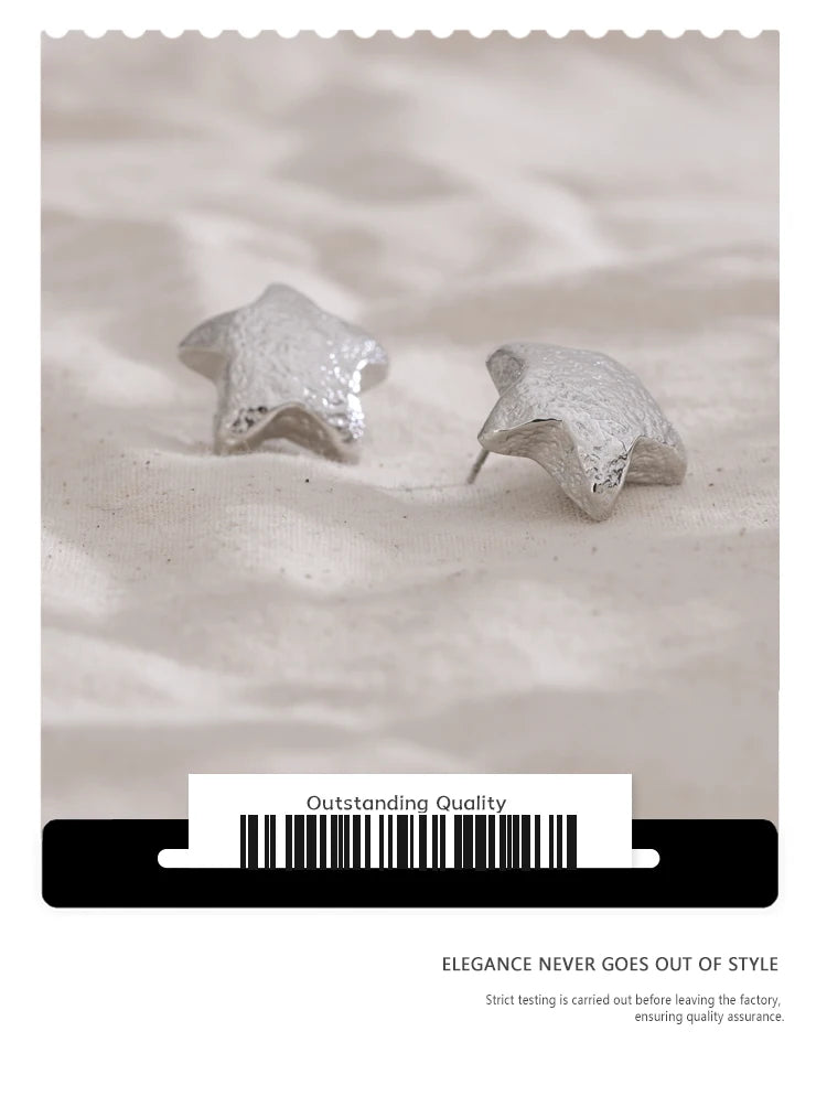 NiNice Arrivals Stainless Steel Metal Hammer Chunky Star Stud Earrings Simple Trendy Daily Women Jewelry Wholesale Gift