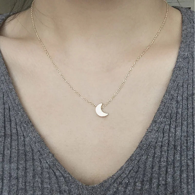 FSUNION 2025 New Fashion Choker Gold Color Silver  Chain Star Heart Moon Pendants Necklace For Women Jewelry Gifts