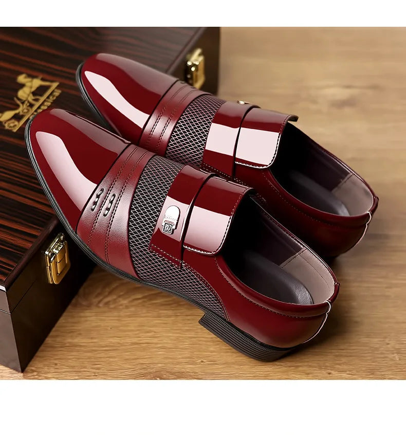 Men's Dress Shoes Pointed Toe Oxfords Classic Business Men Leather Shoes Slip on Wedding Casual Shoes Office Comfortable Loafers