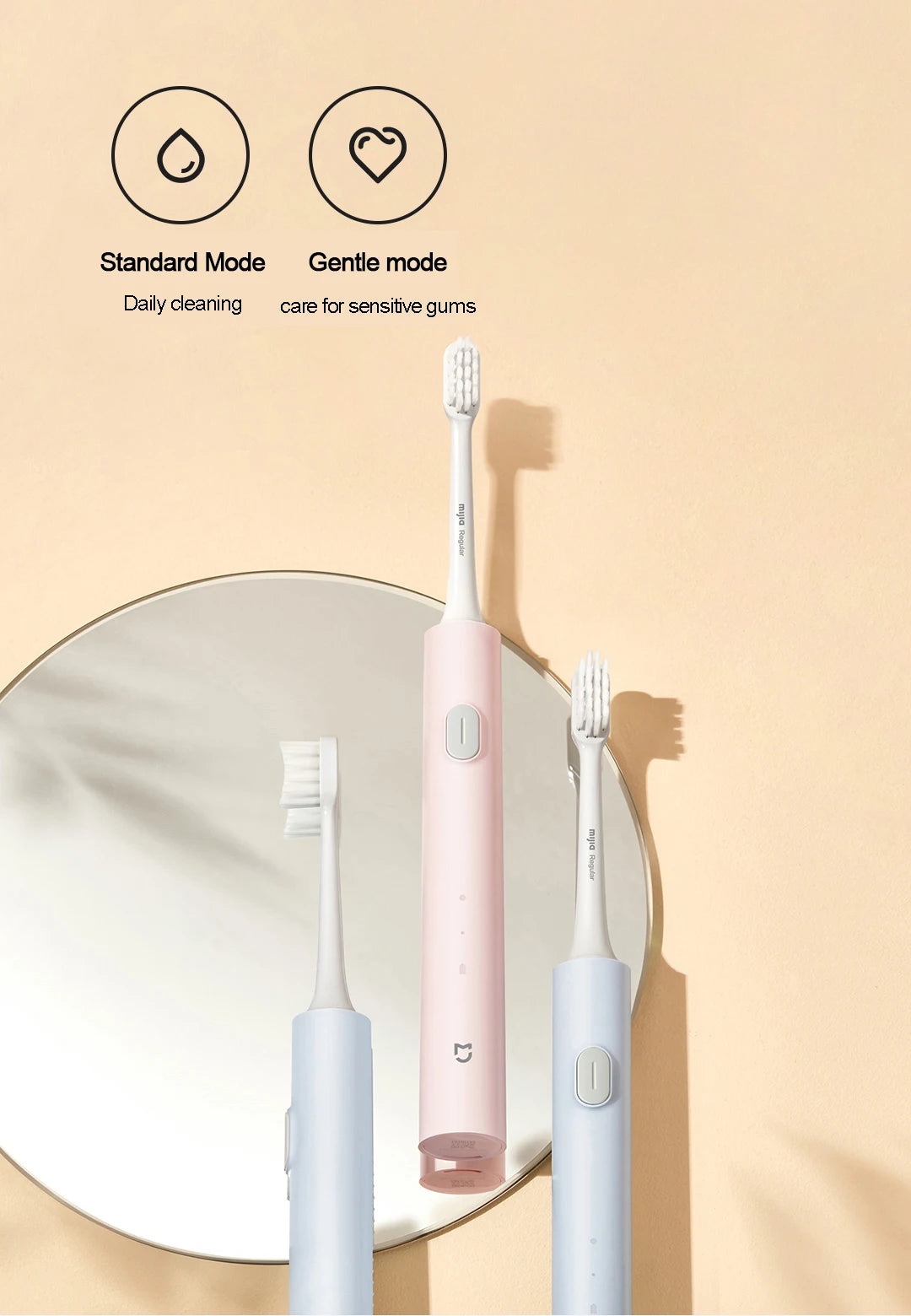 MIJIA T200/T200C Sonic Electric Toothbrush,USB‑C 25 Day Battery,IPX7 Waterproof,2 Mode,2 Brush Heads,Whitening Toothbrush