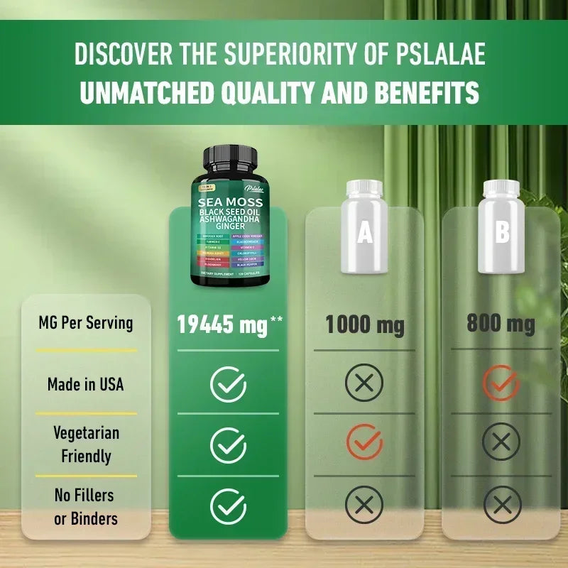 Sea Moss Supplement - for Intestinal Health, Improve Immunity, Detox, Anti-aging, Antioxidant