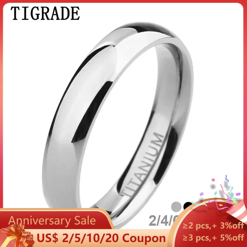 TIGRADE 2/4/6/8mm Mens Wedding Band Polished Women Titanium Simple Engagement Classic Rings Black Silver Color Lady anel 3-15