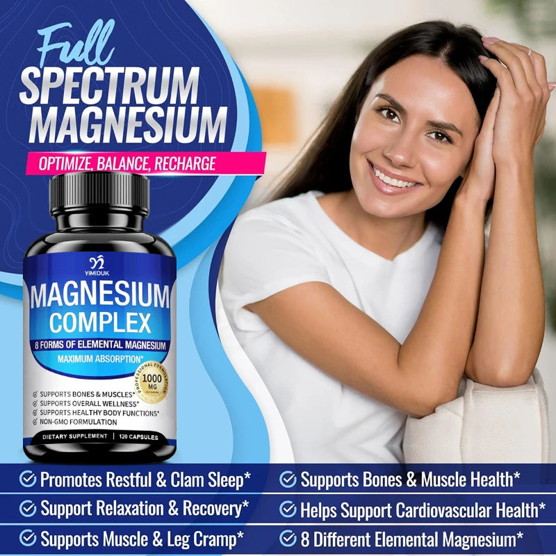 Magnesium Supplements, with Magnesium Glycinate, Magnesium Oxide, Support Stress Relief, Sleep, Heart Health, Nerves, Muscles