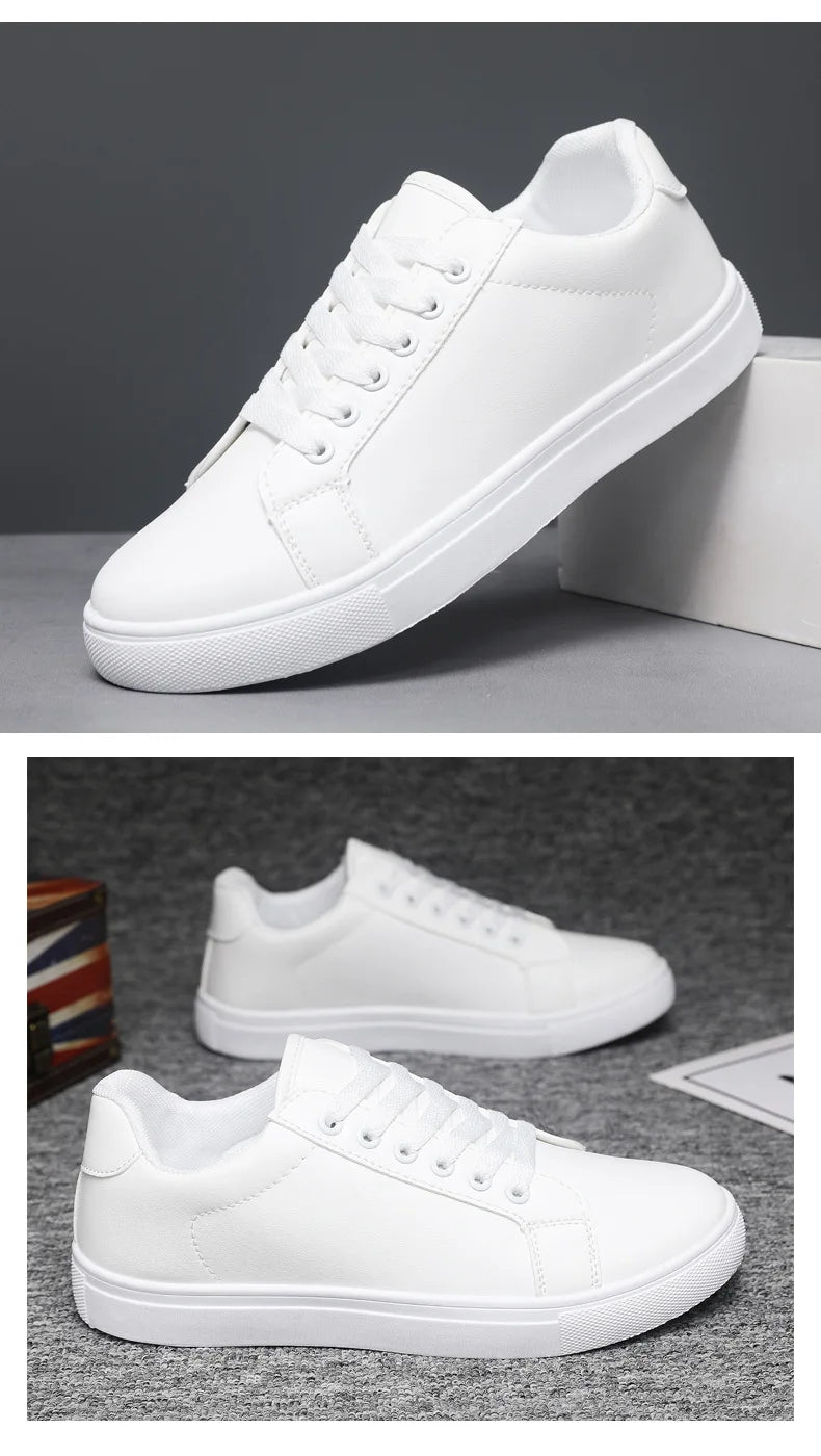 White Black Men Shoes Comfortable Casual Skateboard Shoes Men Solid Leisure Sneakers Lightweight Walking Shoes