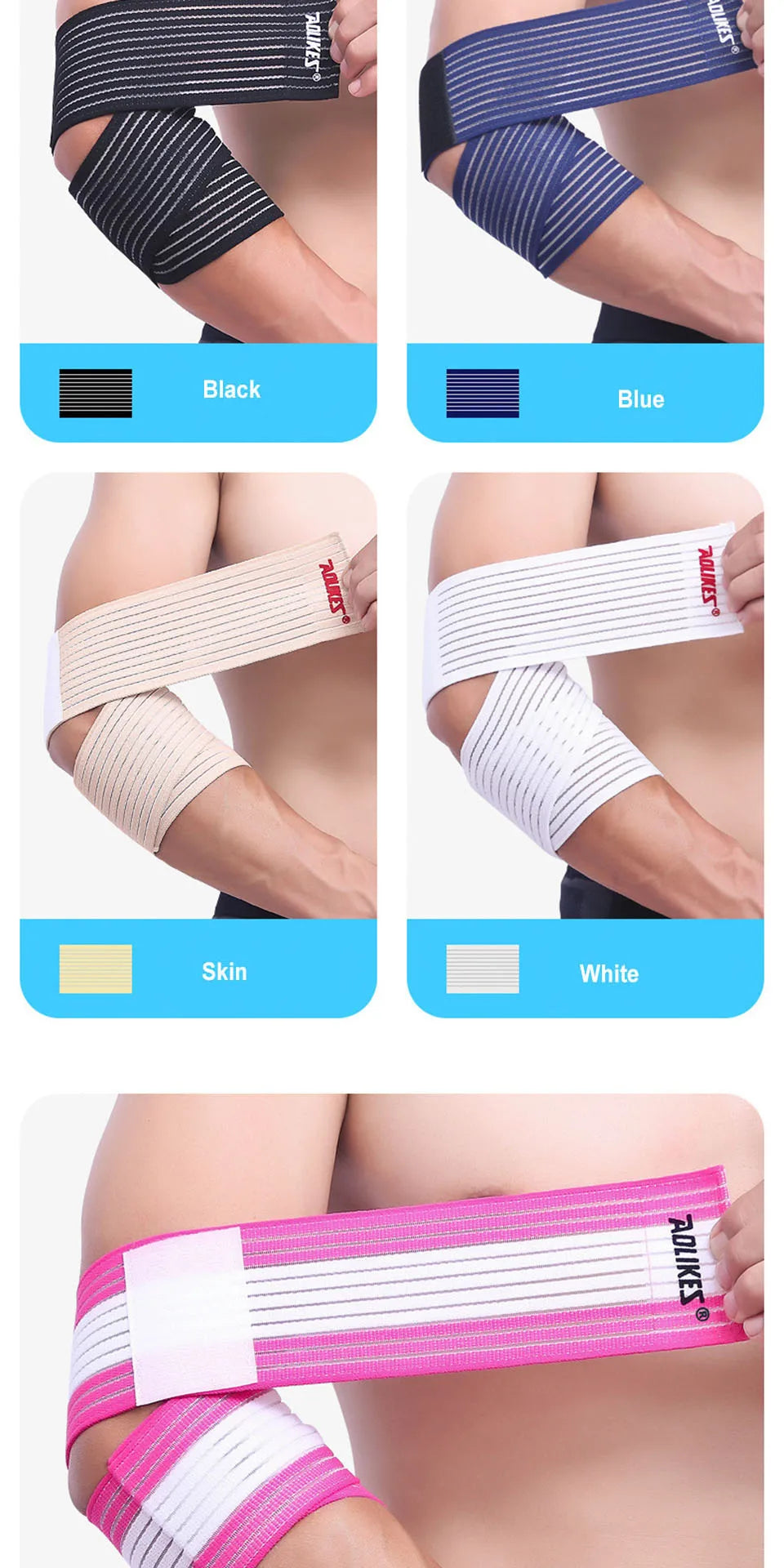 AOLIKES 1PC 40-180CM Elastic Bandage Compression Knee Support Sports Strap Knee Protector Bands Ankle Leg Elbow Wrist Calf Brace