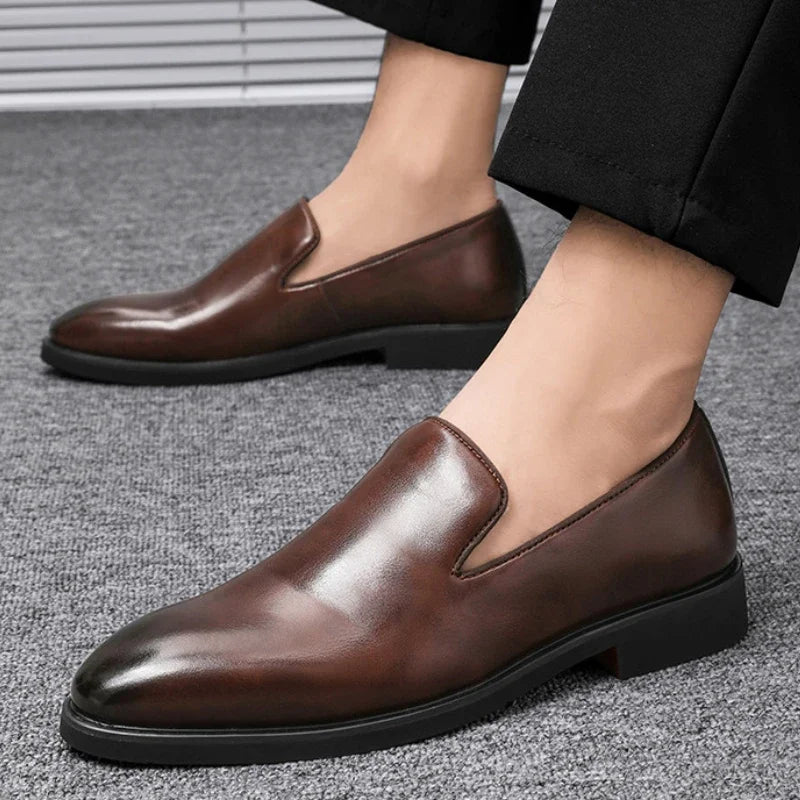 Red Sole Dress Shoes for Men Business Office Men Loafers Male Flats Driving Shoes Casual  Slip-On Wedding Leather Shoes