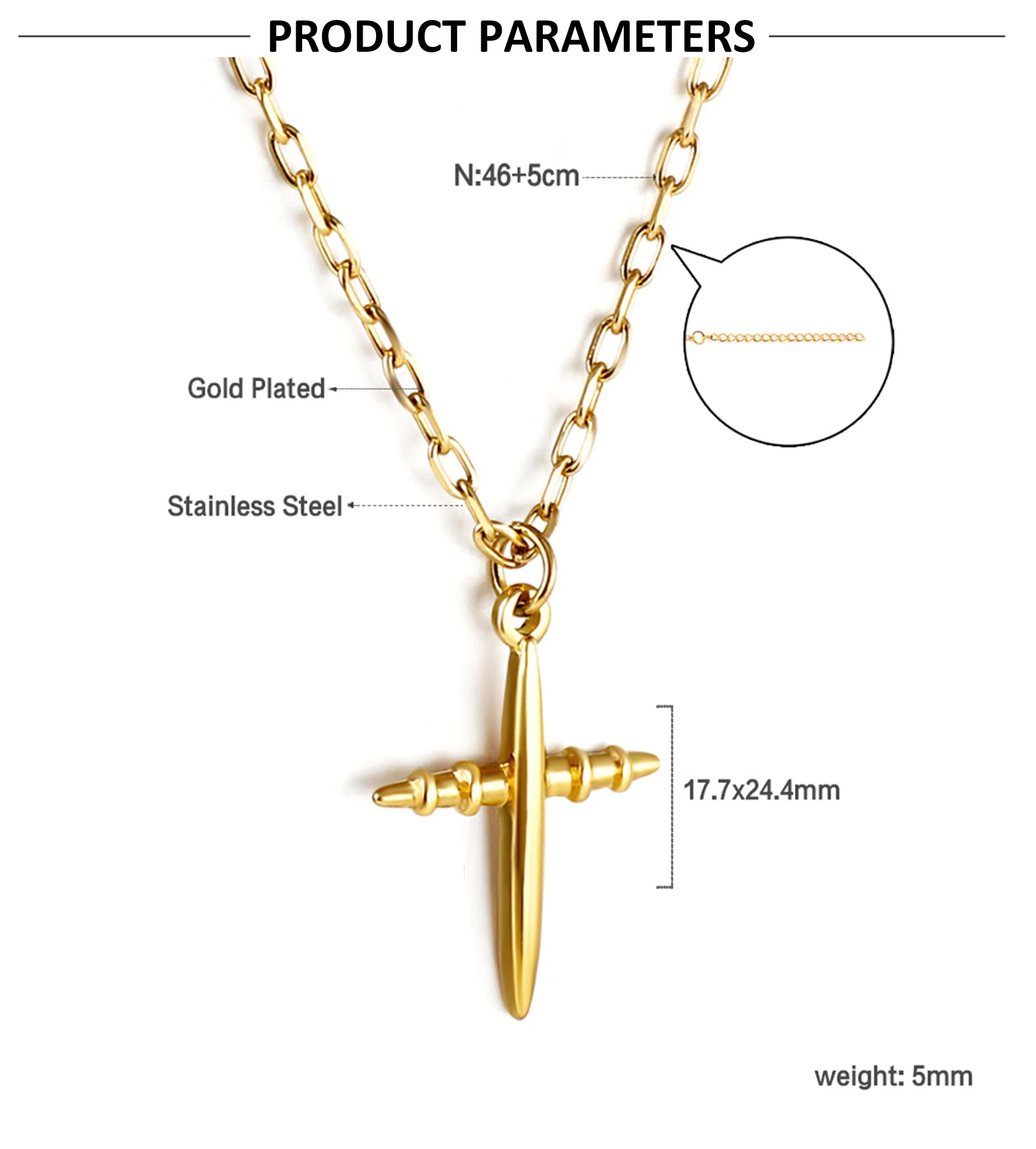 Classic Cross Pendant Necklaces For Women Girls Fashion Gold Plated Stainless Steel O Chain Collares Para Mujer Jewelry Gifts