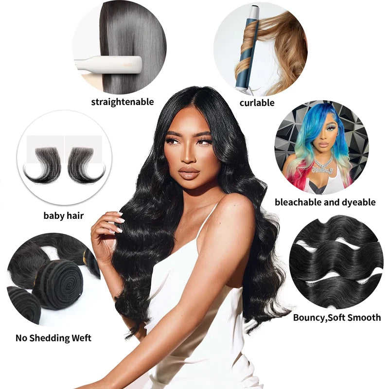 16A Double Drawn Body Wave Bundles Human Hair  100% Human Hair Brazilian Virgin Human Hair Extensions For Women Cheap Human Hair