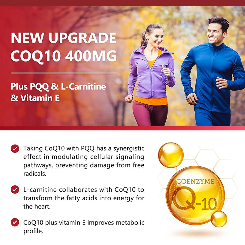 Buy 1 Get 1 Free! Pure CoQ10 400mg Supplement, Superior Absorption for Heart Health, Cellular Energy & Antioxidant Defense