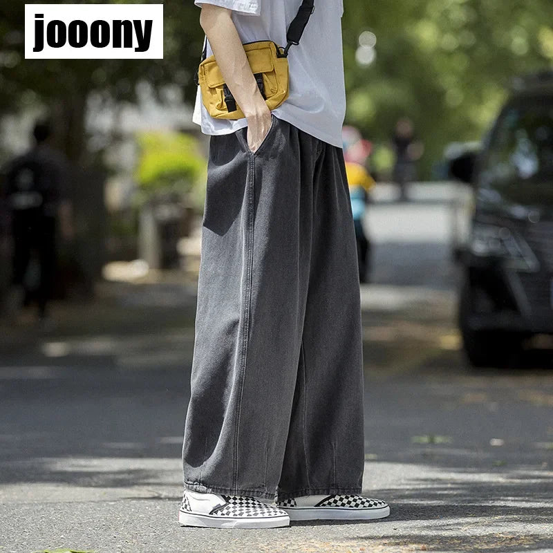 Men's Jeans Hip Hop Streetwear Skateboard Neutral Denim Trousers Men Jeans Wide Leg Denim Cargo Jean Pants Loose Straight Baggy