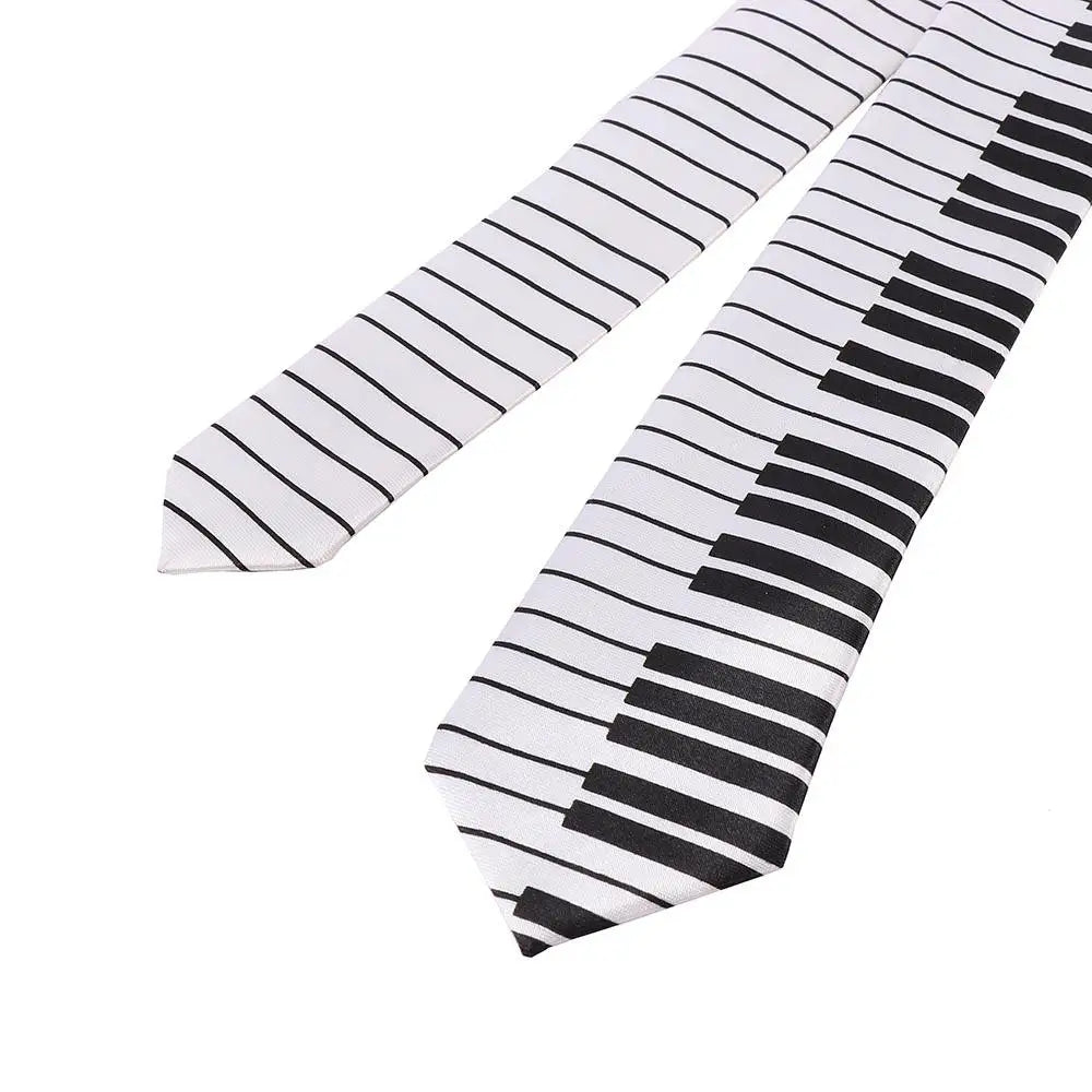Gifts Classic for Men Fashion Black & White Skinny Tie Music Tie Piano Keyboard Necktie