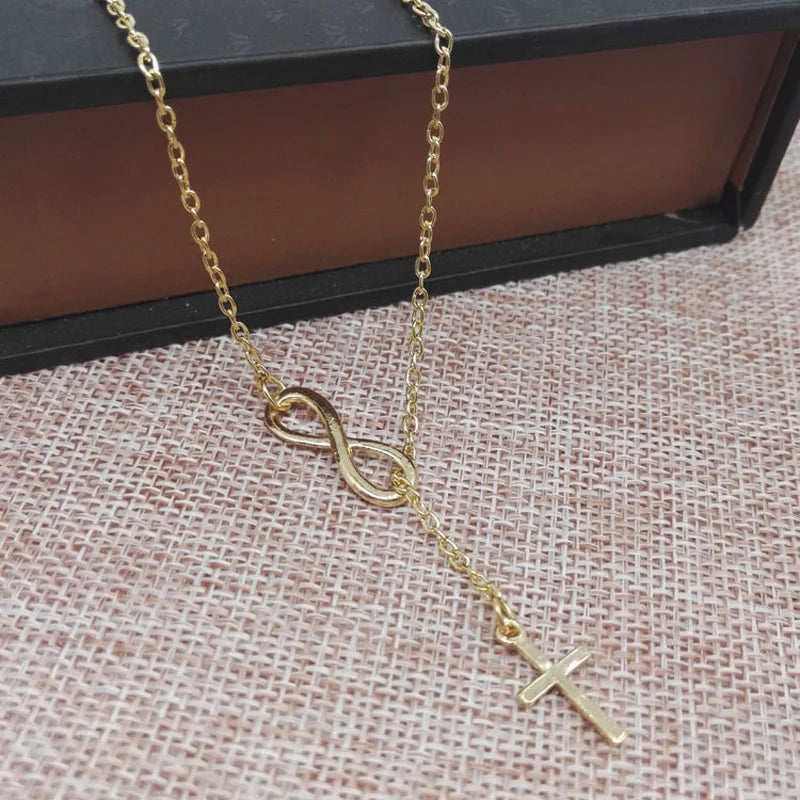 New Cross Pendant Necklaces for Women Dainty Gold Silver Color Plated Easter Waterproof Necklace Simple Christian Faith Jewelry