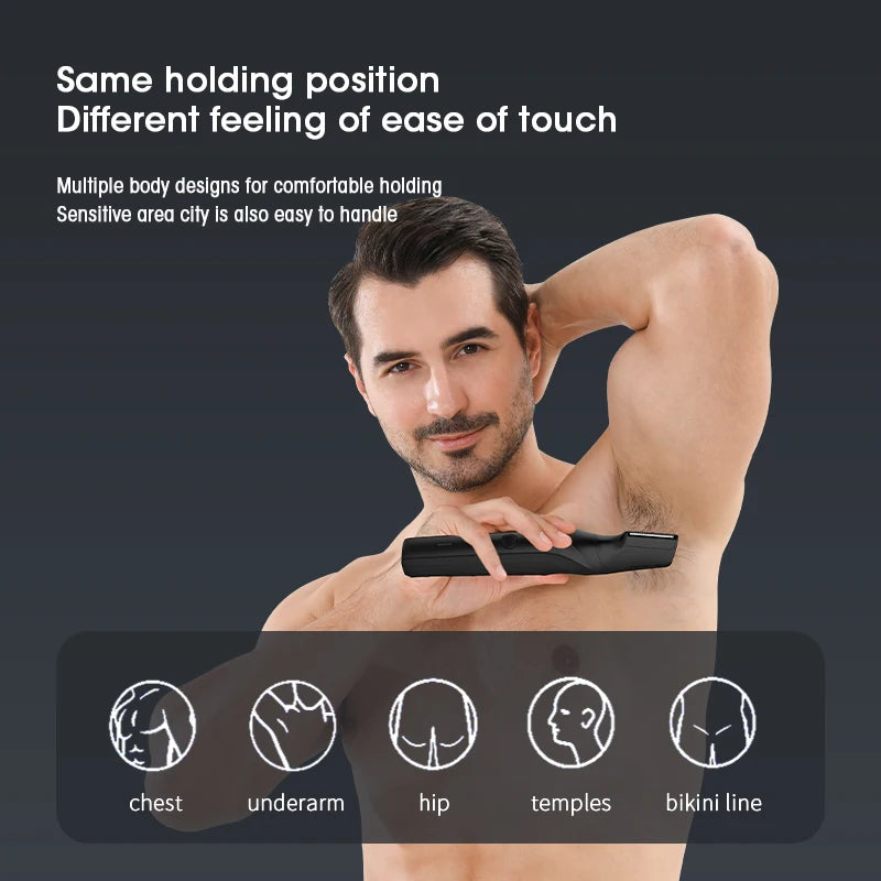 RESUXI T3 Men's 3 in 1 Multifunctional Electric Body Hair Trimmer Full Body Washable Shaver Portable Pubic Hair Clipper Razor