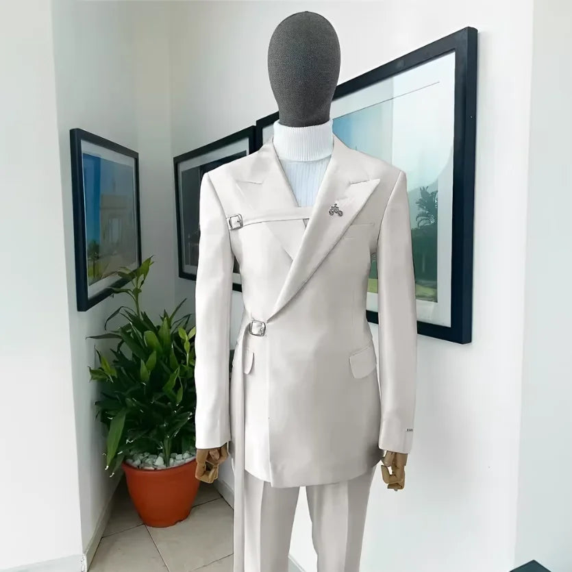 2024 New Men's Suit White Suit Formal Party Wedding Tuxedo Blazer Elegant Men's Suit 2 Piece Jacket Pants Dress for Men