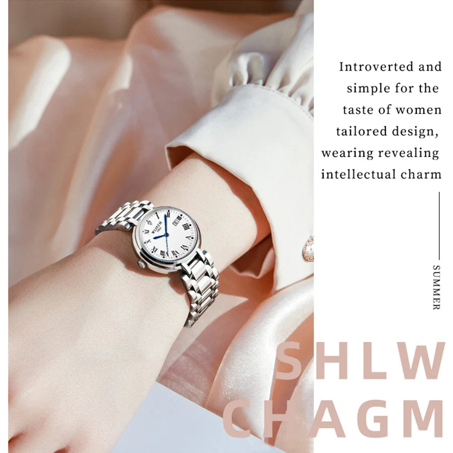 Watches for Women Stainless Steel Modern Hand Clock Female Gifts Luminous Waterproof Ladies Wristwatches for Women Montre Femme