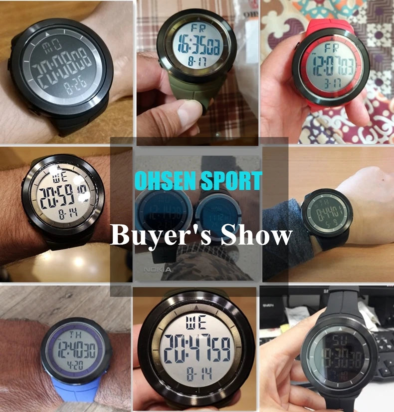 Digital Watches for Men Black Waterproof Tactical Wristwatch Big Dial Waterproof Electronic Led Military Clocks Alarm Stopwatch