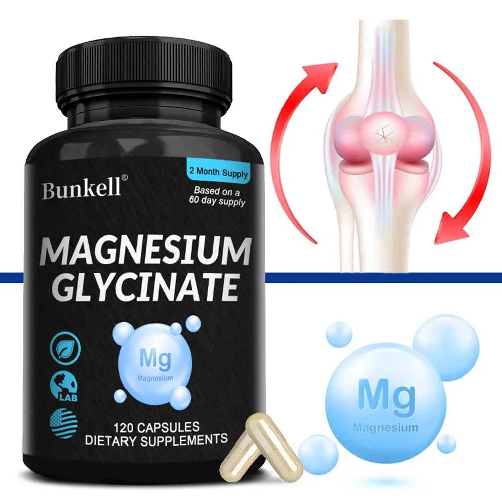 Magnesium Glycinate - Supports Nerve, Muscle, Bone and Heart Health, Helps with Stress, Sleep Quality Support, Muscles Recovery