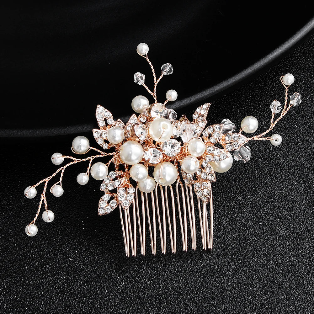 Luxury Pearl Rhinestone Classic Hair Comb Bridal Headdress Jewelry Party Dress Accessories For Women Wedding Hair Clips