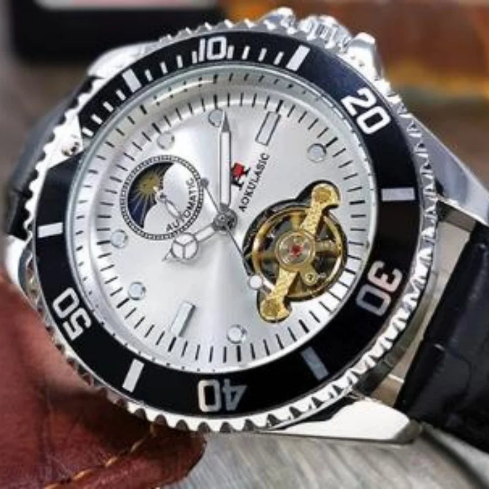 Series of Watches for Men, Fully Automatic Mechanical Watches, Hollow Design, Waterproof, High-End, Light Luxury, Fashionable, Business Casual, Simple, Stylish, Social, Young Men's Watches, Men's Models