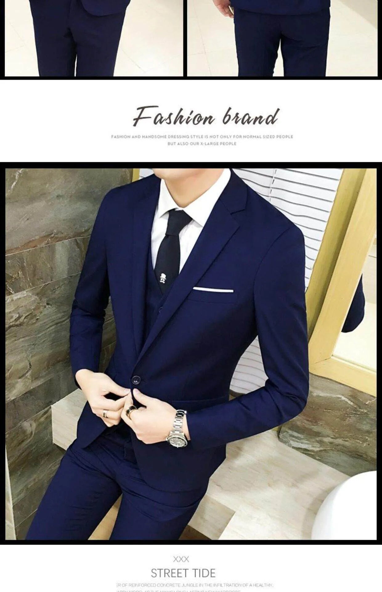 Men's Three-Piece Suit Set Business Formal Tailored Wedding Groomsmen Dress Spring Fashion Urban Polyester Blend Standard Fit