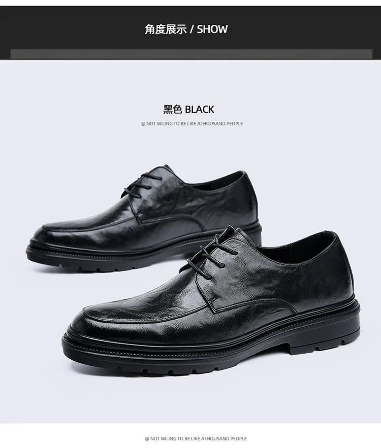 Men's shoes new spring and autumn British style leather shoes men's business dress big head cowhide work non-slip casual shoes