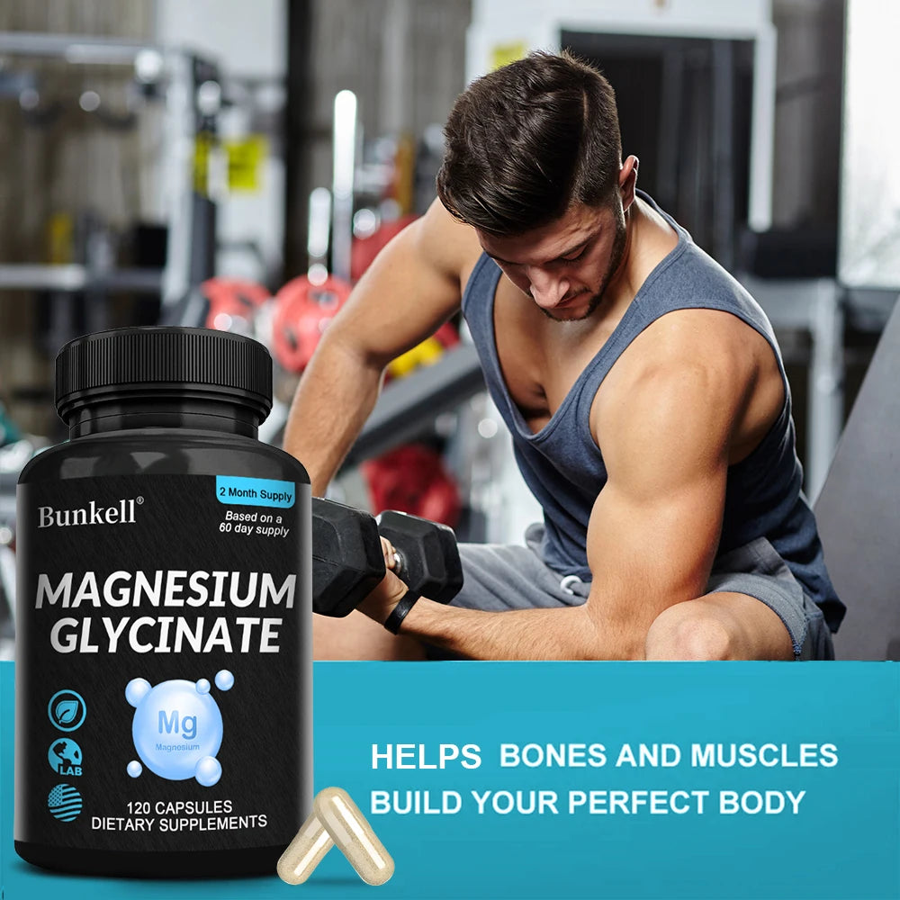 Magnesium Glycinate - Supports Nerve, Muscle, Bone and Heart Health, Helps with Stress, Sleep Quality Support, Muscles Recovery