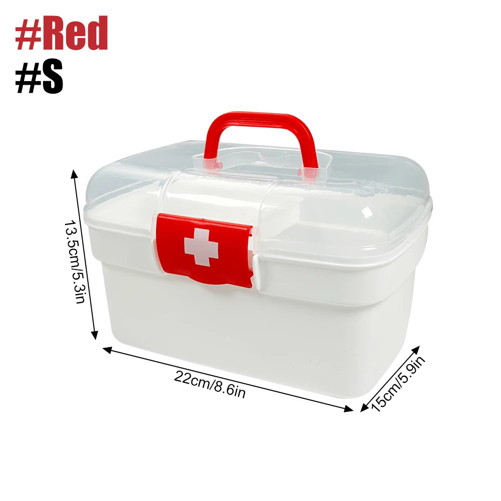 1PCS 2-Tier Medicine Organizer - Portable Medicine Cabinet with Handle, Empty First Aid Kit for Home