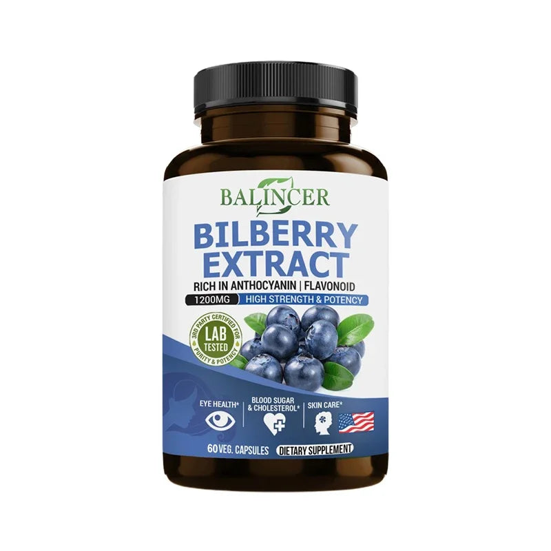 Bilberry Extract Supplements - Rich in Antioxidants, Promote Vision Health and Protect Eyes, Promote Brain Health
