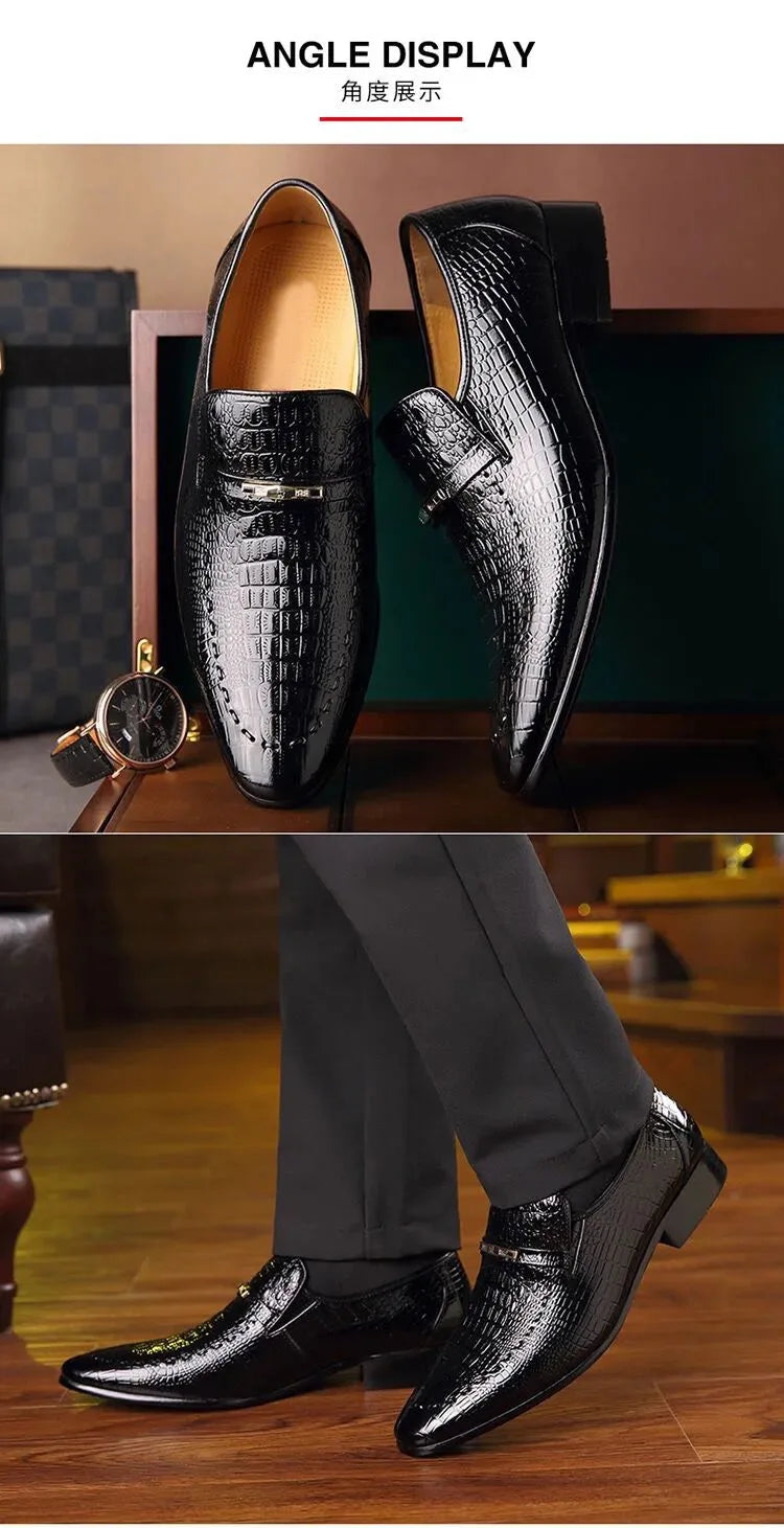Shoes Luxury Mens PU Leather Pattern Men Business Dress Shoes Casual Social Shoe Male Wedding Footwear Zapatos Hombre 2023