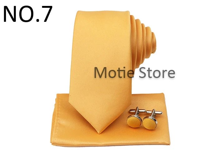 Men's Colorful Polyester Necktie Bowtie Cufflink Brooch Set Sage Green Pink Ties Business Wedding Party Shirt Accessories Gift