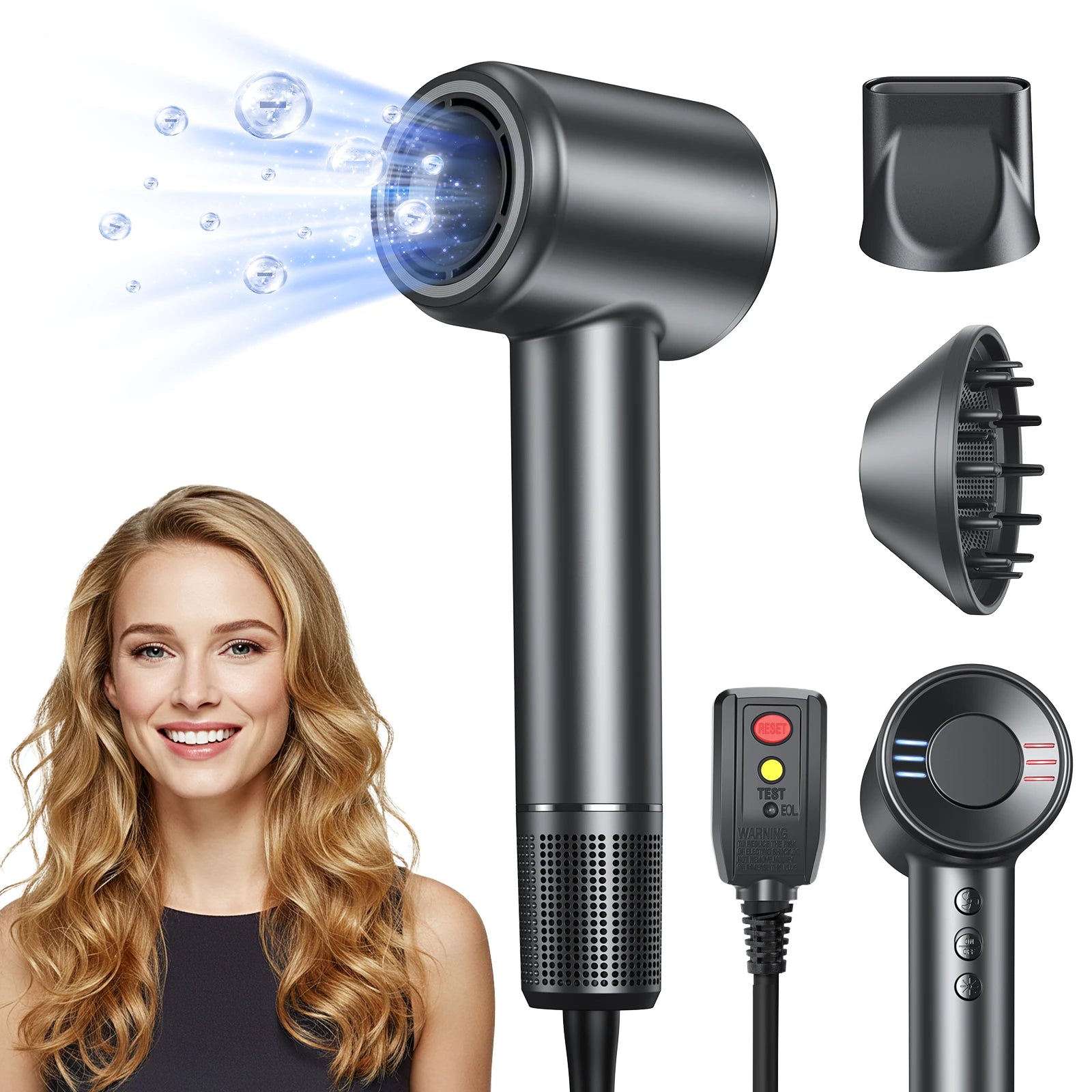 120000 RPM Hair Dryer Negative Ionic Blow Dryer Brushless Motor 40M/S Fast Drying High-Speed Low Noise Thermo-Control Hairdryer