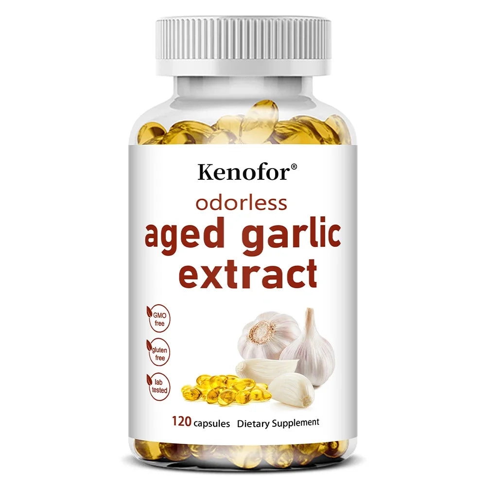 Odorless Aged Garlic Extract Capsules - Balance Cholesterol Levels, Support Heart and Cardiovascular Health