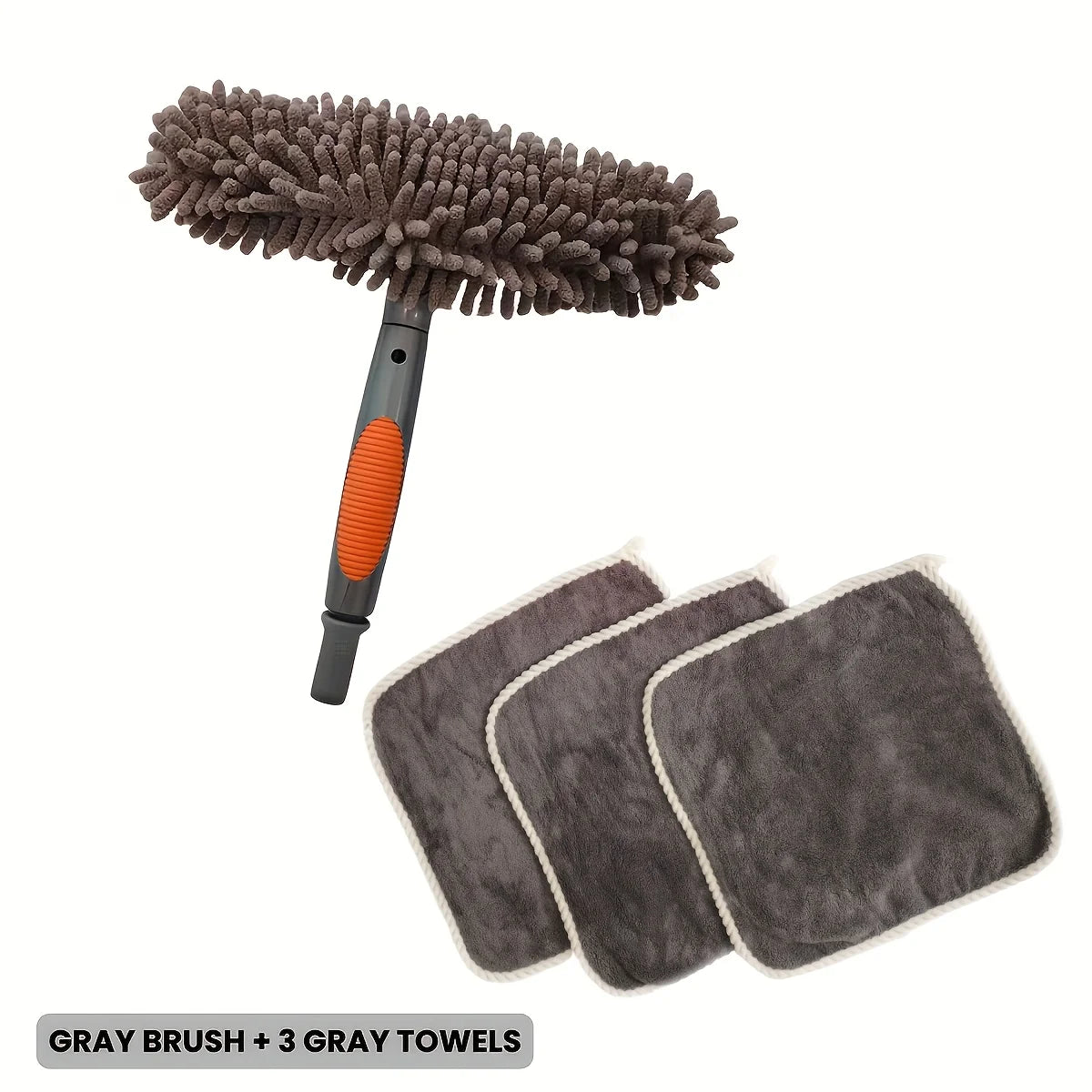 4pcs Car & Home Cleaning Kit: 2-in-1 Dual-Sided Brush+3 Absorbent Towels,Scratch,Safe for Glass,Tiles,Auto Surfaces,Car Wash Kit