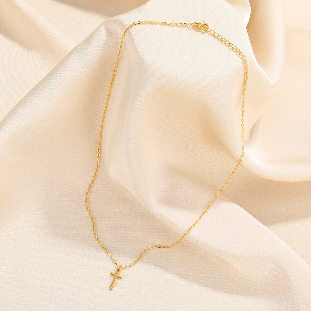 Cross Necklace For Women Classic Cross Collar Gold Color Egyptian Nile Ankh Choker Stainless Steel Chain Aesthetic Jewelry Gift