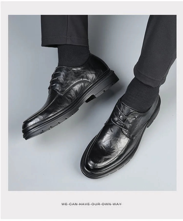 Men's shoes new spring and autumn British style leather shoes men's business dress big head cowhide work non-slip casual shoes