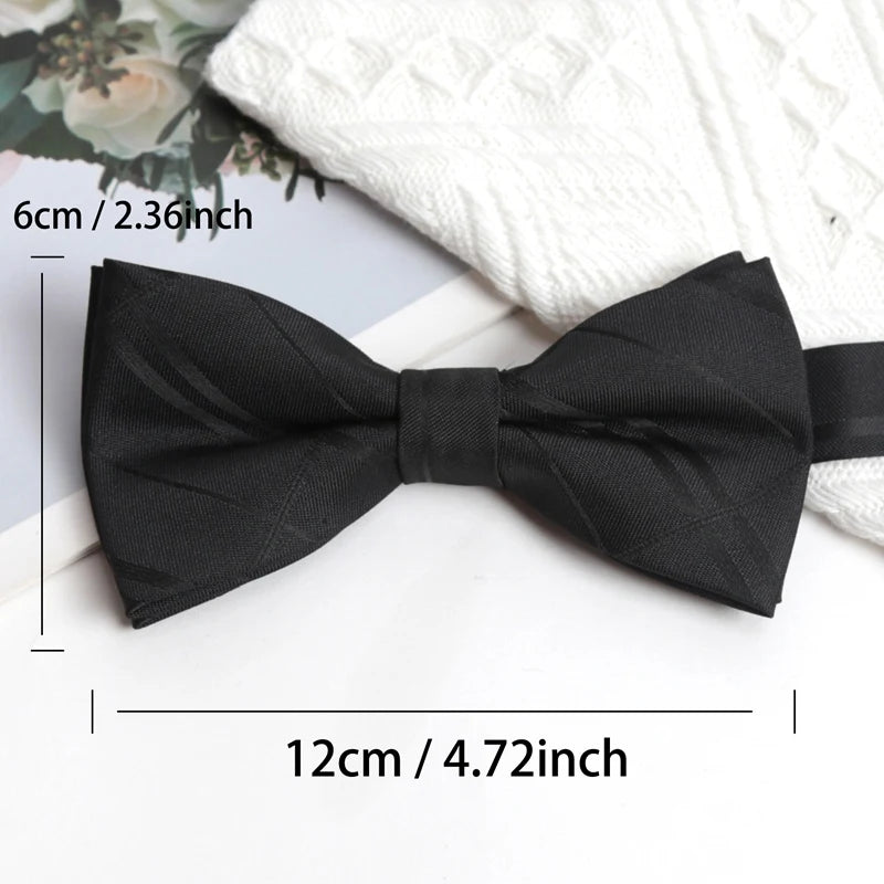 Mens Ties Solid Color Black Bowtie for Men British Style Double-layered Bowknot Wedding Party Butterfly Cravat Accessories Gifts