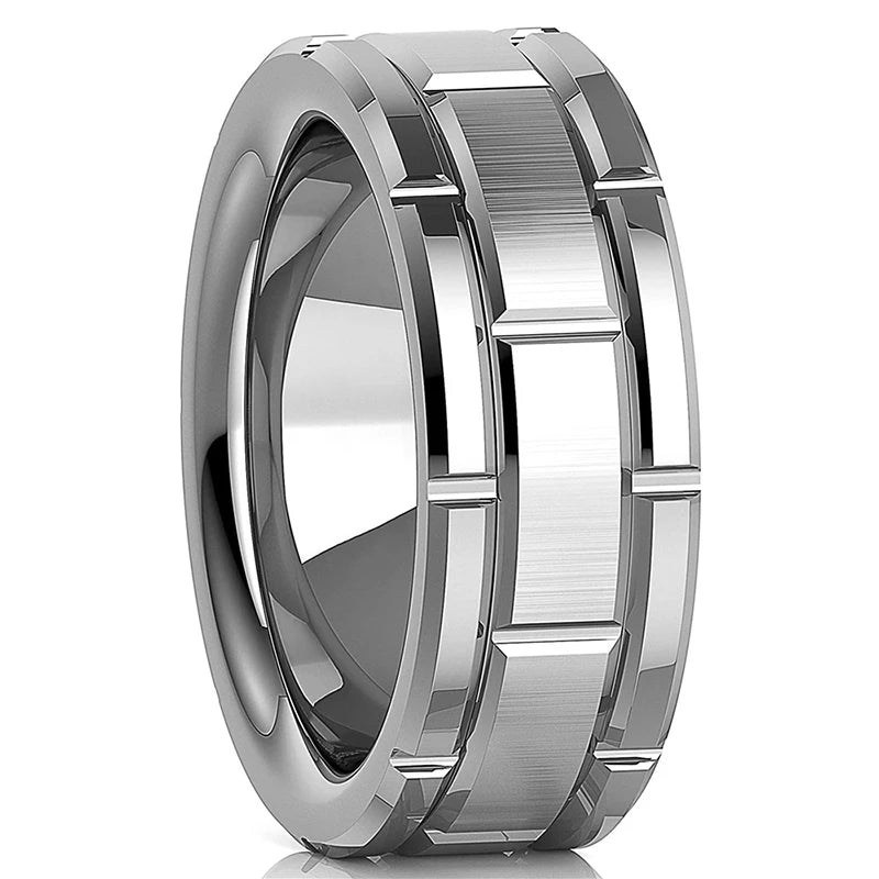 8mm Trendy Stainless Steel Rings For Men Jewelry Party Gift Fashion Black Carbon Fiber Golden Heart Rate Line Men Rings