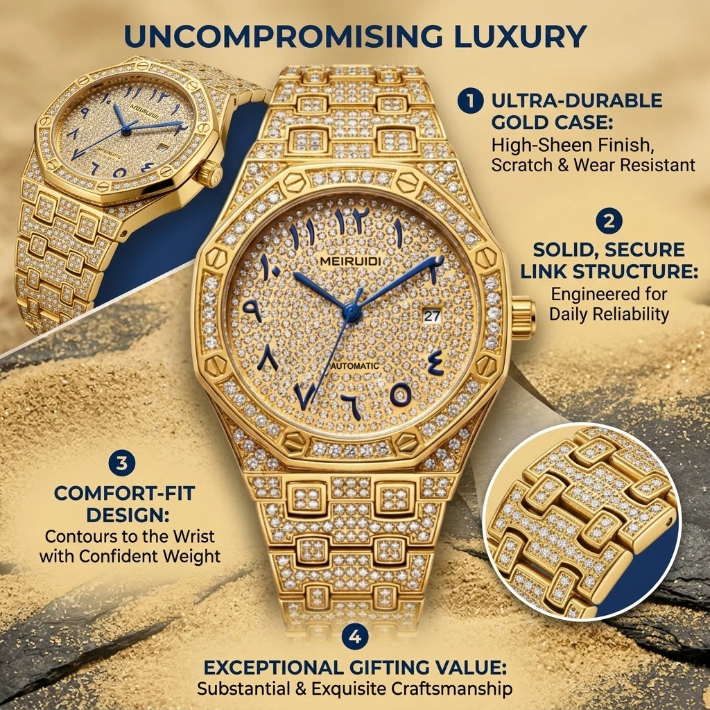 1 piece fashion shiny watch with automatic mechanical design, fashionable, versatile for daily wear