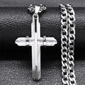 Men's Cross Male Crucifix Long Necklace for Women Stainless Steel Gold Plated Christian Long Necklaces Biker Jewelry N2341S03