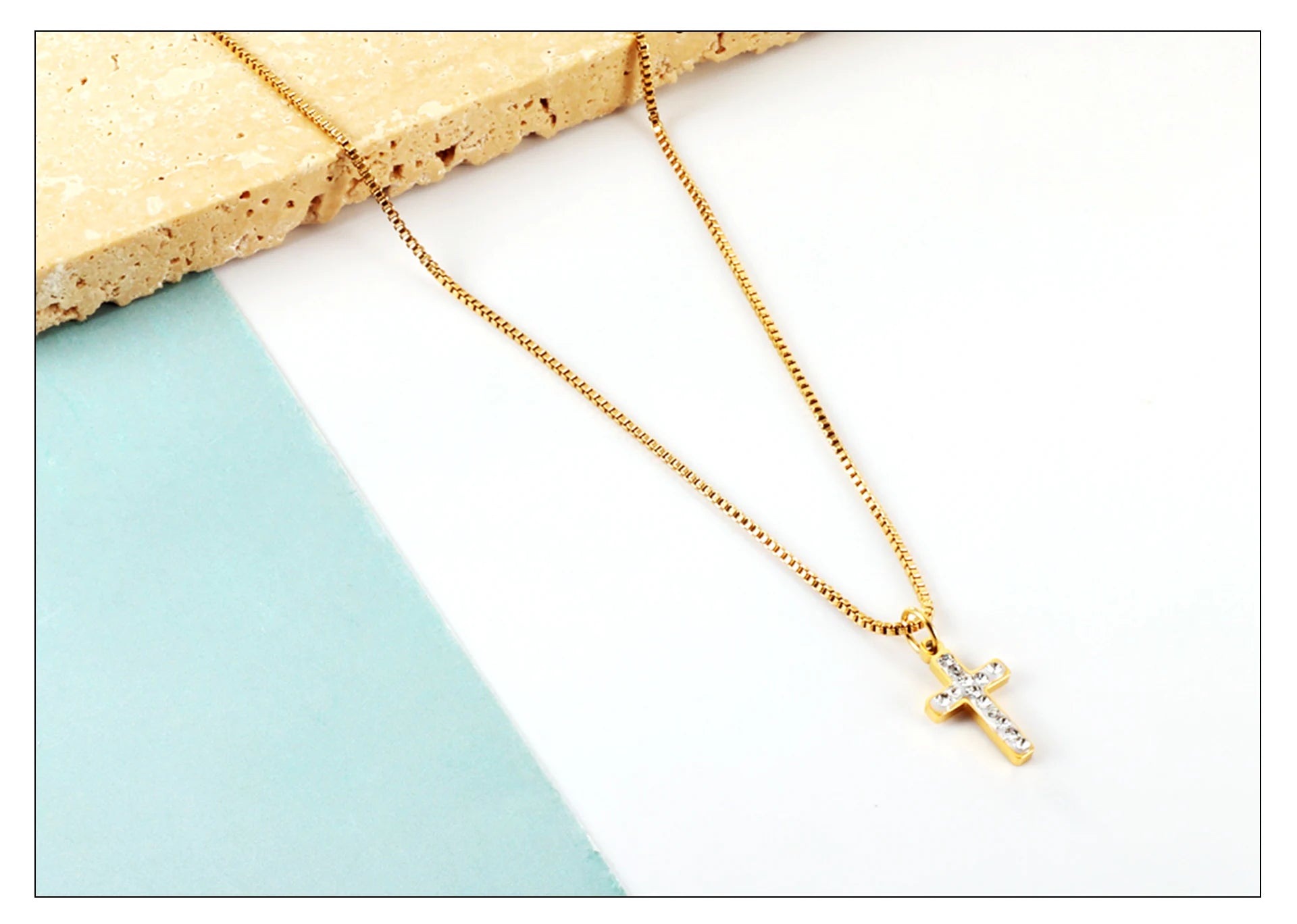 Classic Cross Pendant Necklaces For Women Girls Fashion Gold Plated Stainless Steel O Chain Collares Para Mujer Jewelry Gifts