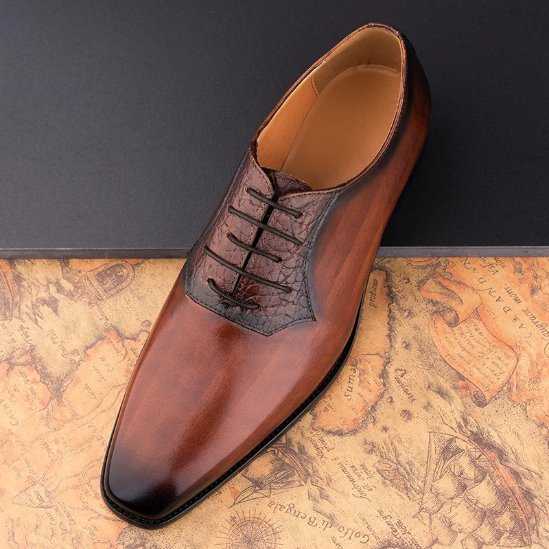 Luxury Mens Oxford Genuine Leather Shoes Business Office Men Wedding Formal Lace Up Dress Shoes