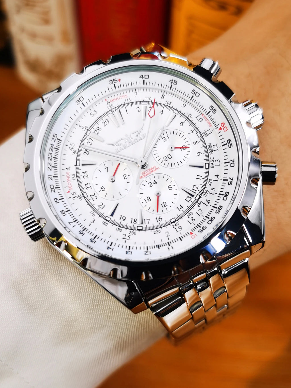 JARAGAR Sports Mens Watches Top Brand Luxury Automatic Mechanical Watch for Men Leather Steel Strap Military Wristwatches Gifts