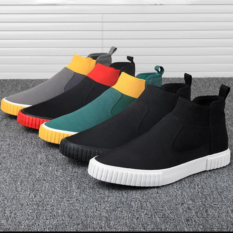 2025 New High Top Men Shoes Flats Slip on Casual Shoes Male Canvas Shoes Plimsolls Espadrilles Man Trainers Zapatillas Hombre