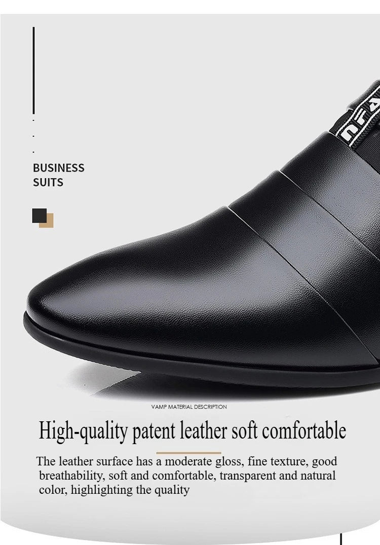 Classic Leather Shoes for Men Slip on Pointed Toe Oxfords Formal Wedding Party Office Business Casual Dress Shoes Men's Loafers